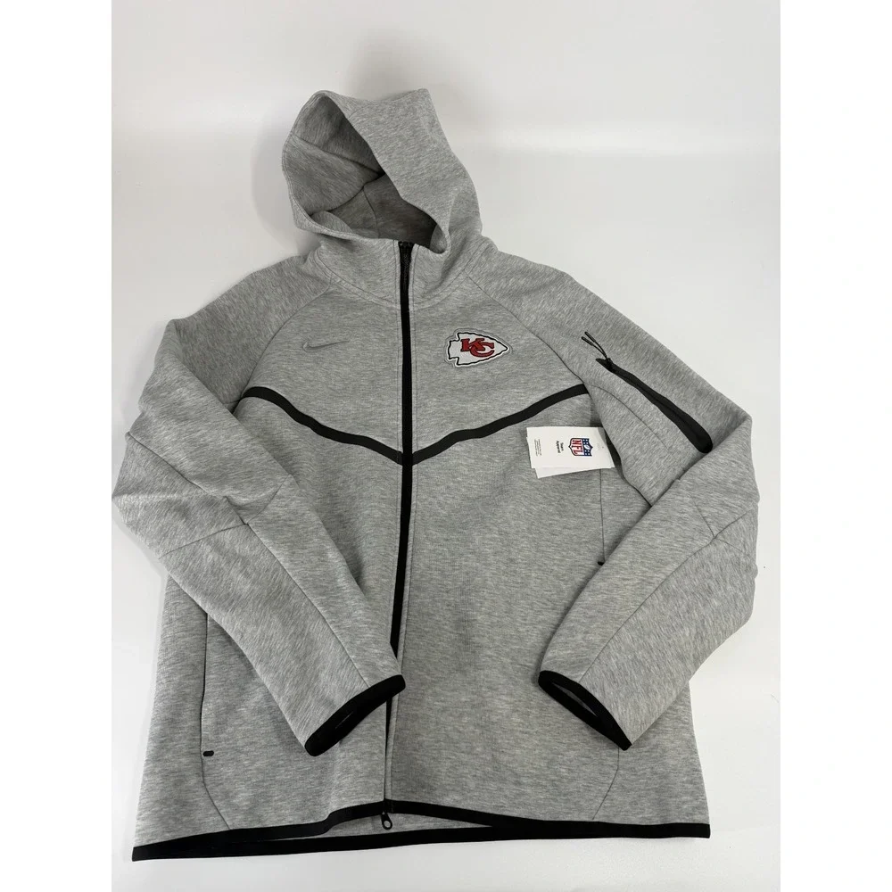 Kansas City Chiefs Nike Grey Tech Fleece Hoodie Jacket Hooded Size Large L NWT